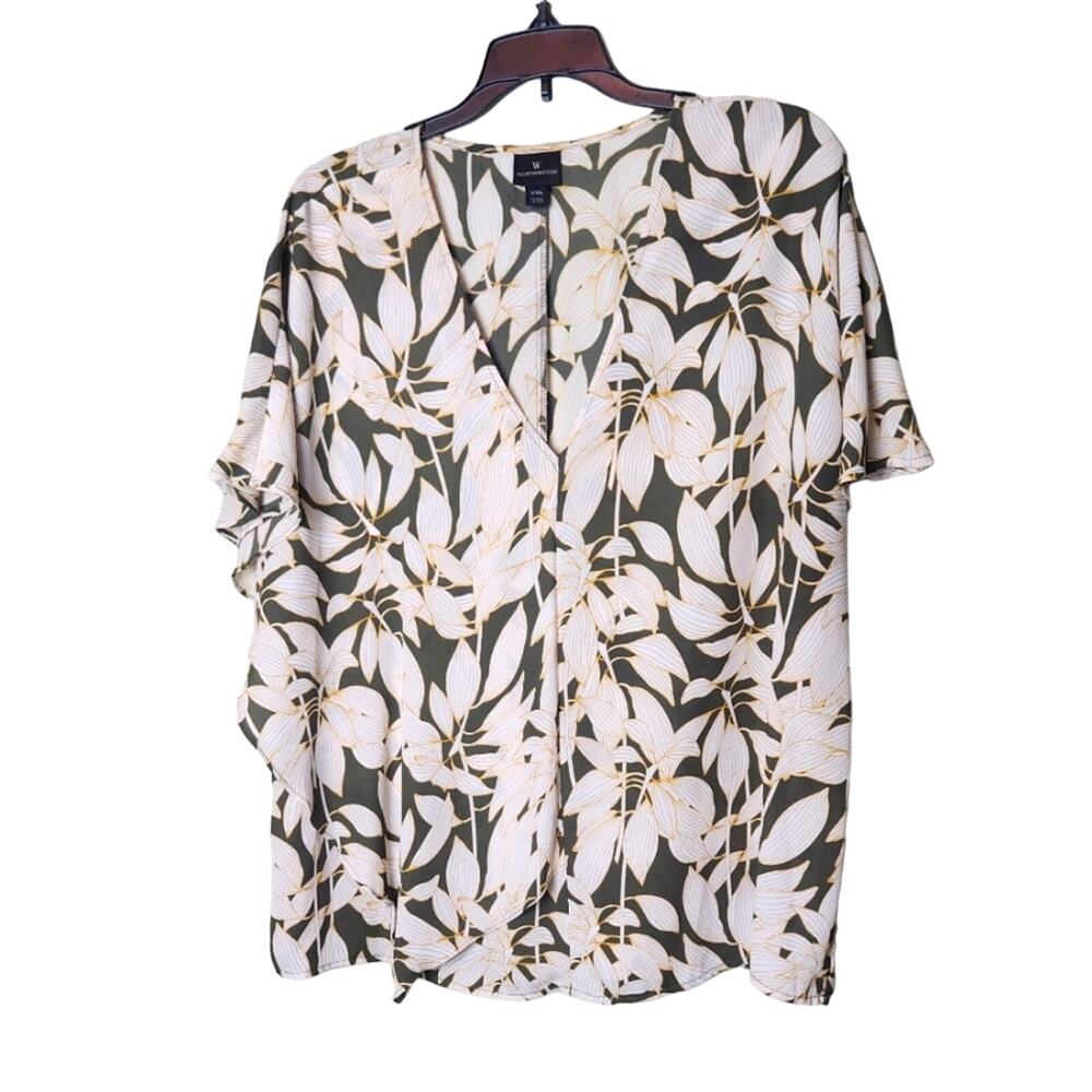 Worthington Palm Leaf Blouse Size XXL